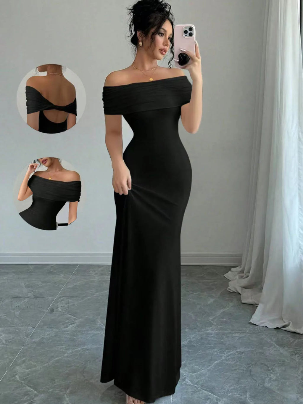 Night Glam Off-Shoulder Dress